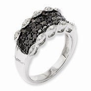 Sterling Silver Black & White Diamond Ring