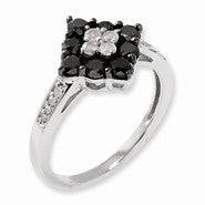 Sterling Silver Black & White Diamond Ring