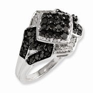 Sterling Silver Black & White Diamond Ring