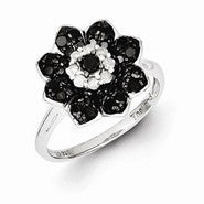 Sterling Silver Black & White Diamond Ring