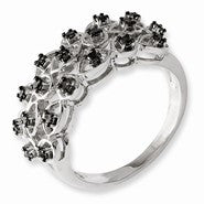 Sterling Silver Black Diamond Diamond Ring