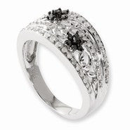 Sterling Silver Black & White Diamond Ring