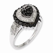 Sterling Silver Black & White Diamond Ring