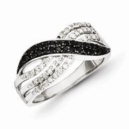 Sterling Silver Black & White Diamond Ring