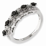 Sterling Silver Black & White Diamond Ring