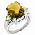 Sterling Silver Whiskey Quartz, Lemon Quartz & Diamond Ring