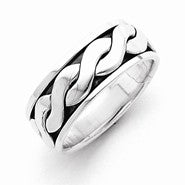 Sterling Silver Antiqued Inner Channel Spinning Wedding Band