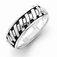 Sterling Silver Antiqued Spinning Wedding Band