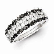 Sterling Silver Black & White Diamond Ring