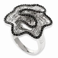 Sterling Silver Black & White Diamond Ring