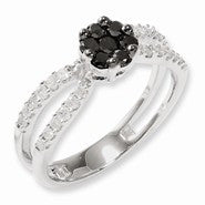 Sterling Silver Black & White Diamond Ring