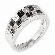 Sterling Silver Black & White Diamond Ring