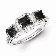 Sterling Silver Black & White Diamond Ring