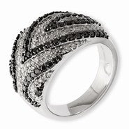 Sterling Silver Black & White Diamond Ring