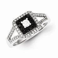 Sterling Silver Black and White Diamond Ring