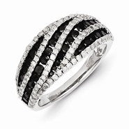 Sterling Silver Black and White Diamond Ring