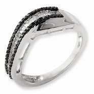 Sterling Silver Black and White Diamond Ring