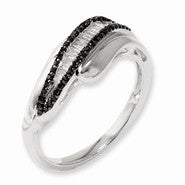 Sterling Silver Black and White Diamond Ring