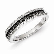 Sterling Silver Black and White Diamond Ring