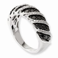 Sterling Silver Black and White Diamond Ring