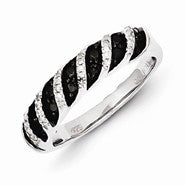 Sterling Silver Black and White Diamond Ring