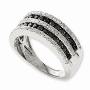 Sterling Silver Black and White Diamond Ring