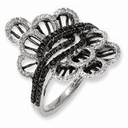 Sterling Silver Black and White Diamond Ring