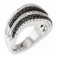 Sterling Silver Black and White Diamond Ring