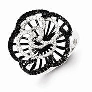 Sterling Silver Black and White Diamond Ring