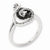 Sterling Silver Black and White Diamond Swan Ring