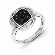 Sterling Silver Black & White Diamond Ring