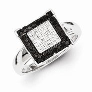 Sterling Silver Black & White Diamond Ring