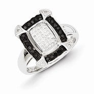 Sterling Silver Black & White Diamond Ring