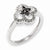 Sterling Silver Black and White Diamond Clover Cluster Ring