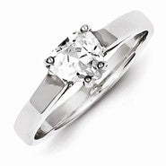 Sterling Silver Solitaire Heart CZ Ring