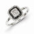 Sterling Silver Black and White Diamond Square Frame Ring