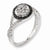 Sterling Silver Black and White Diamond Round Frame with Twist Ring