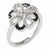 Sterling Silver Black and White Diamond Open Floral Ring