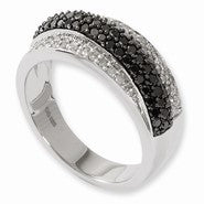 Sterling Silver Black and White Diamond Ring