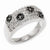 Sterling Silver Black and White Diamond Floral Design Ring