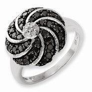 Sterling Silver Black & White Diamond Ring