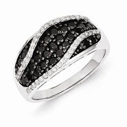 Sterling Silver Black & White Diamond Ring