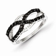 Sterling Silver Black & White Diamond Ring