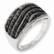 Sterling Silver Black & White Diamond Ring