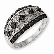 Sterling Silver Black & White Diamond Ring