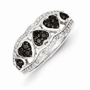 Sterling Silver Black & White Diamond Ring