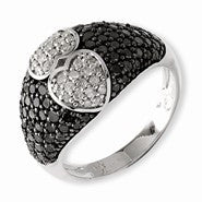 Sterling Silver Black & White Diamond Ring