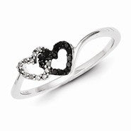 Sterling Silver Black & White Diamond Heart Ring