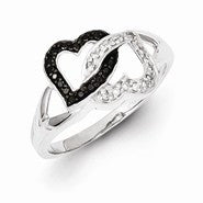 Sterling Silver Black & White Diamond Ring