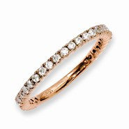 Sterling Silver Rose Gold-plated 30 Stone CZ Ring